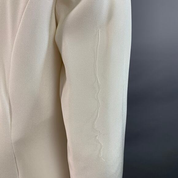 VICTORIA ROYAL Size 12 Cream Polyester Beaded Shawl Collar Jacket Blazer - Picture 7 of 11